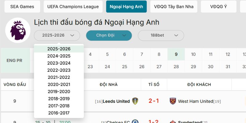 Hướng dẫn cách theo dõi lịch thi đấu đơn giản cho người mới